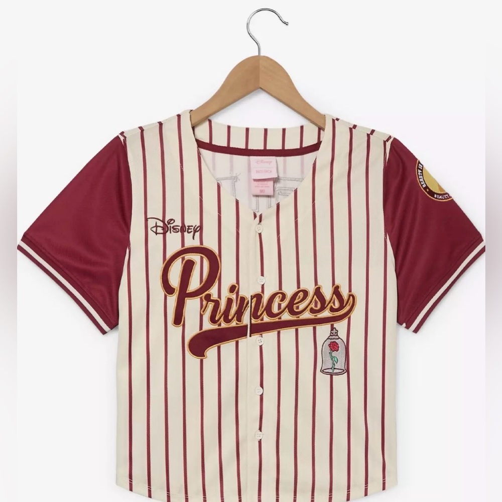 Disney Princess Belle Women's Cropped Baseball Jersey Size Large - NEW WITH TAGS